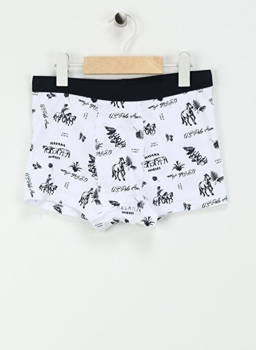 U.S. Polo Assn.Erkek Çocuk 3 Lü Beyaz Boxer US1372-C-V2