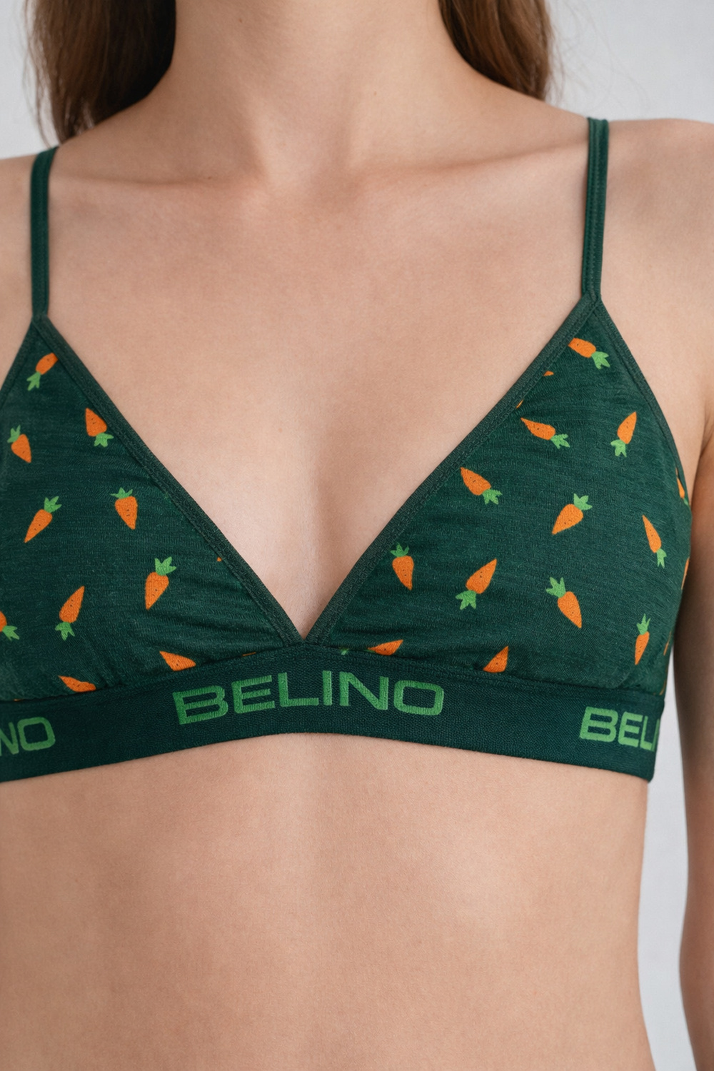 Desenli Kadın Slip Külot ve destekleyici pedli bralet takım- carrot charm 