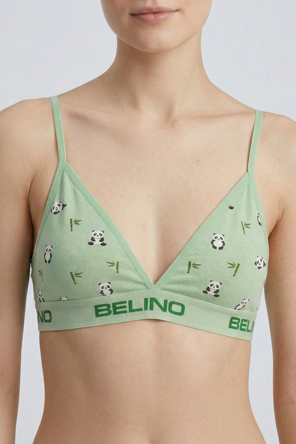 Desenli Kadın Slip Külot ve destekleyici pedli bralet takım- Panda Love
