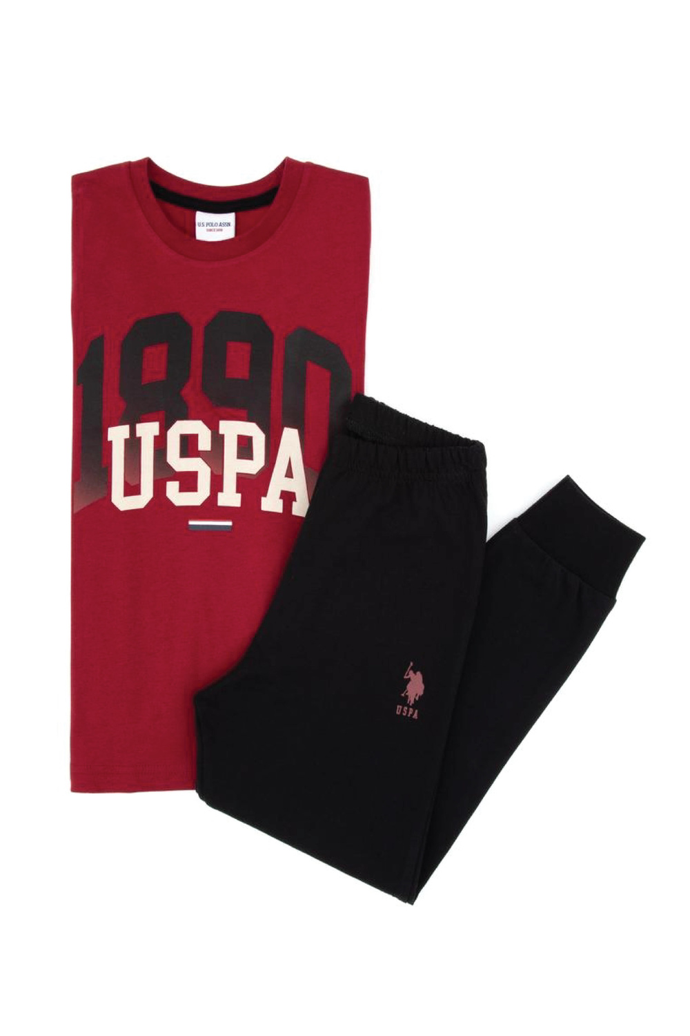 U.s. Polo Assn Erkek Çocuk Uzun Kol Bordo Pijama Takım 