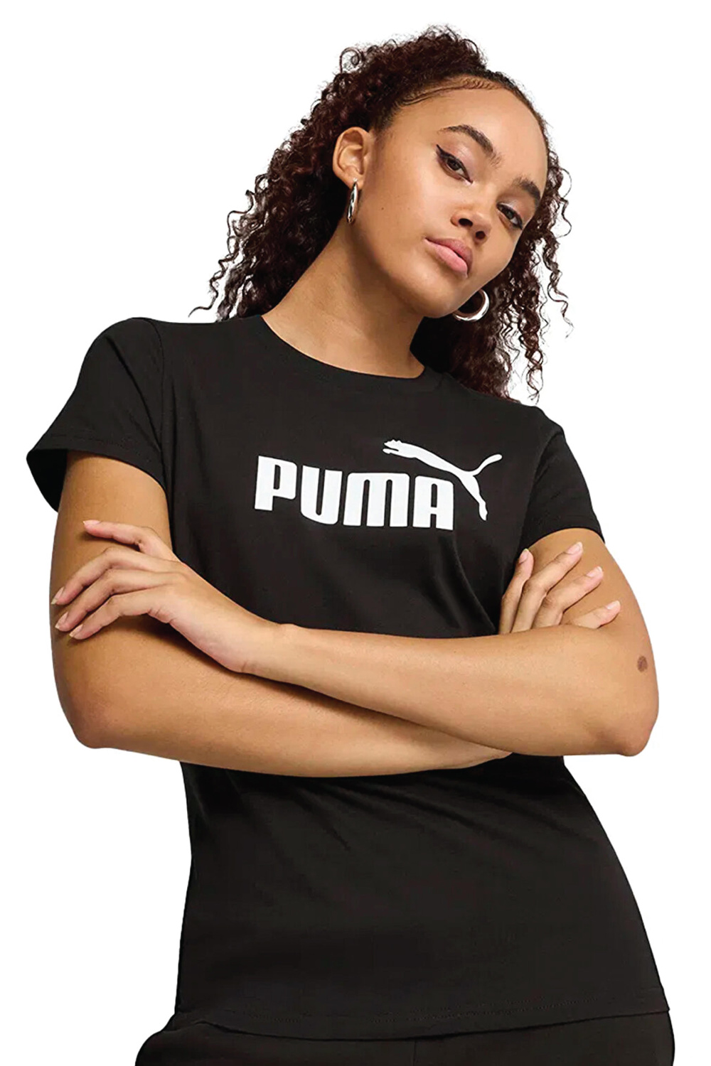 Puma ESS No.1 Logo Tee Kadın Baskılı T-Shirt Siyah Renk