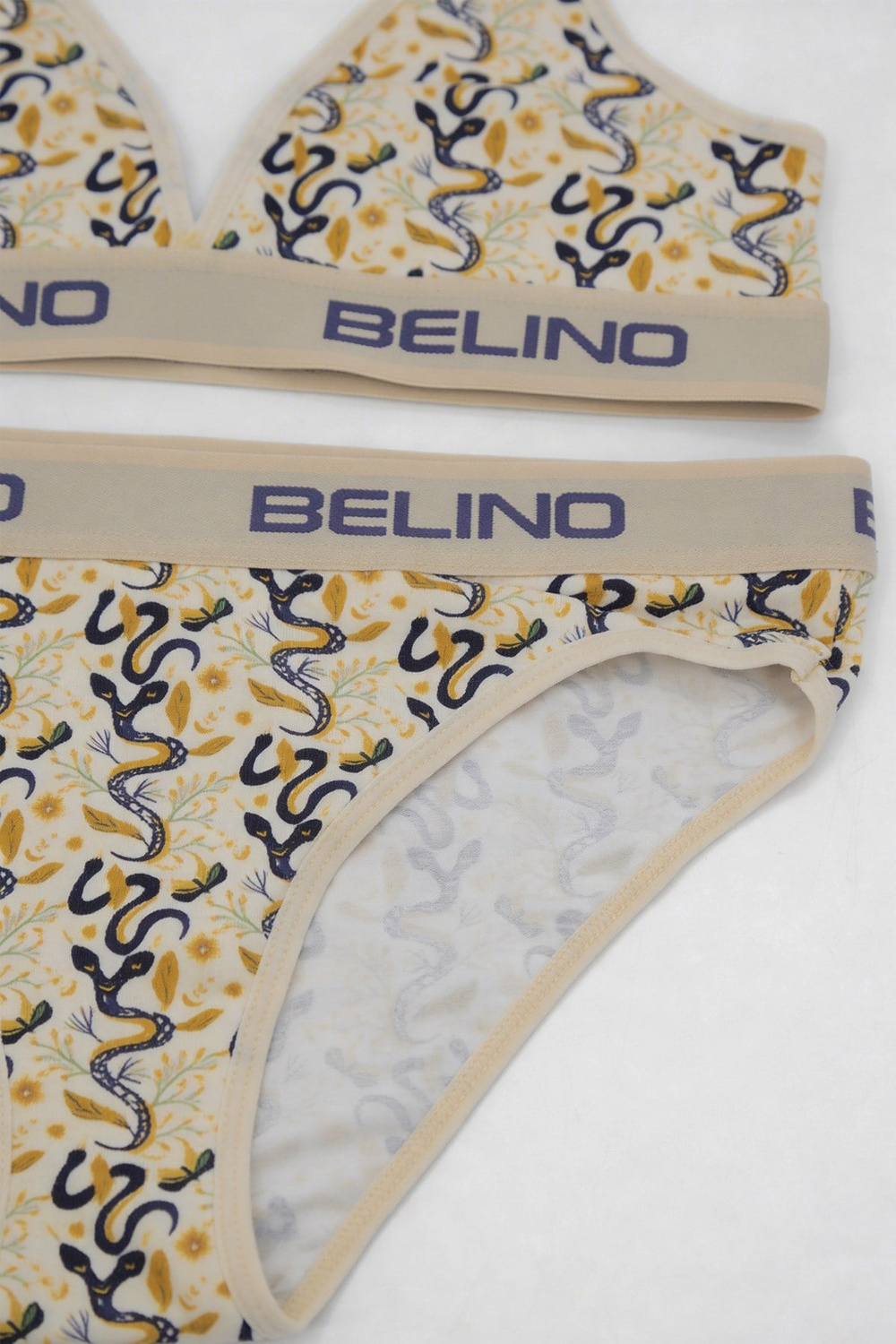 Desenli Kadın Slip Külot ve destekleyici pedli bralet takım- Snake Game