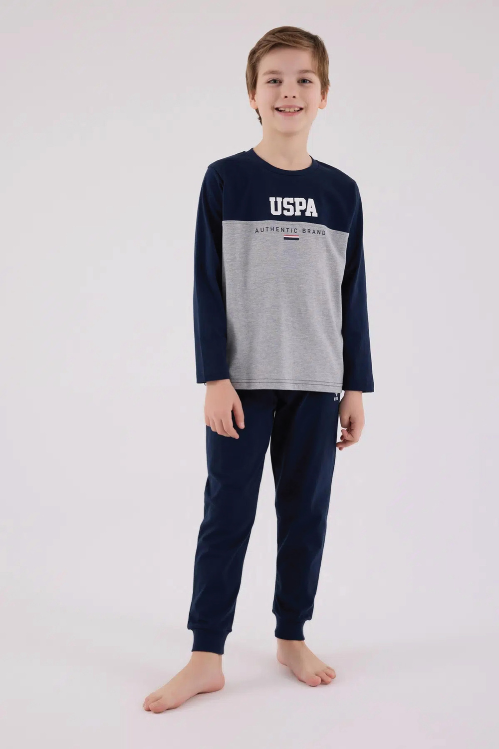 U.s. Polo Assn Erkek Çocuk Uzun Koyu İndigo Pijama Takım