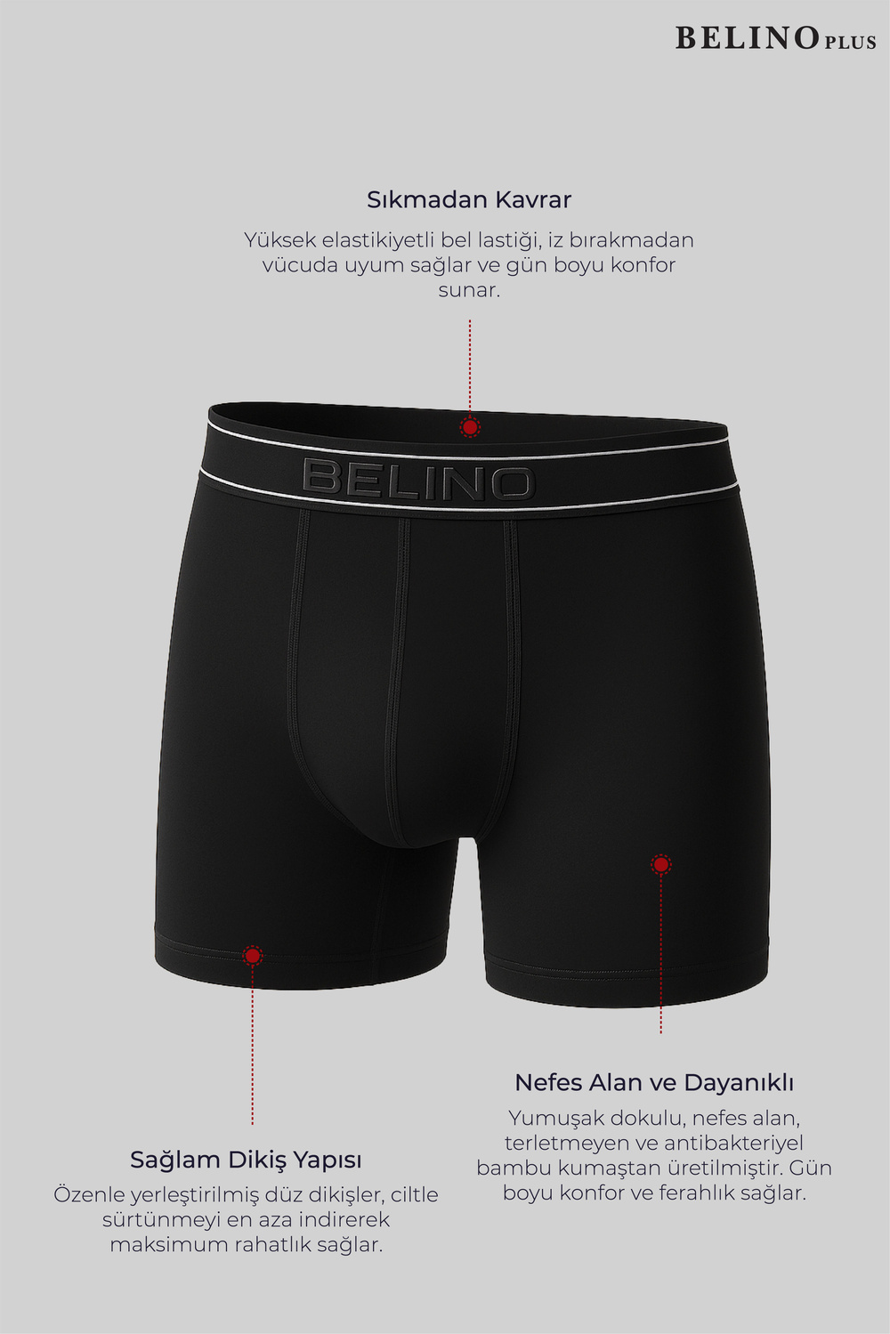 Bambu Boxer 3 Lü Kutu Nefes Alan Terletmez Ultra Konfor