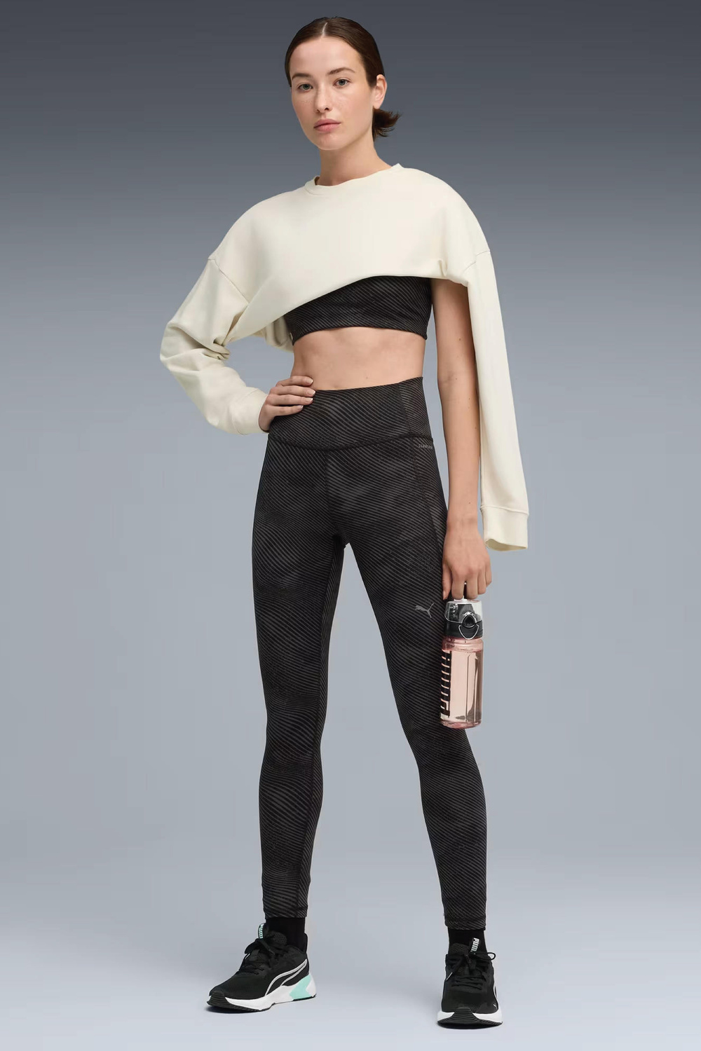 Puma Cloudspun Tight Aop Hw Fl Bayan Spor Tayt Siyah