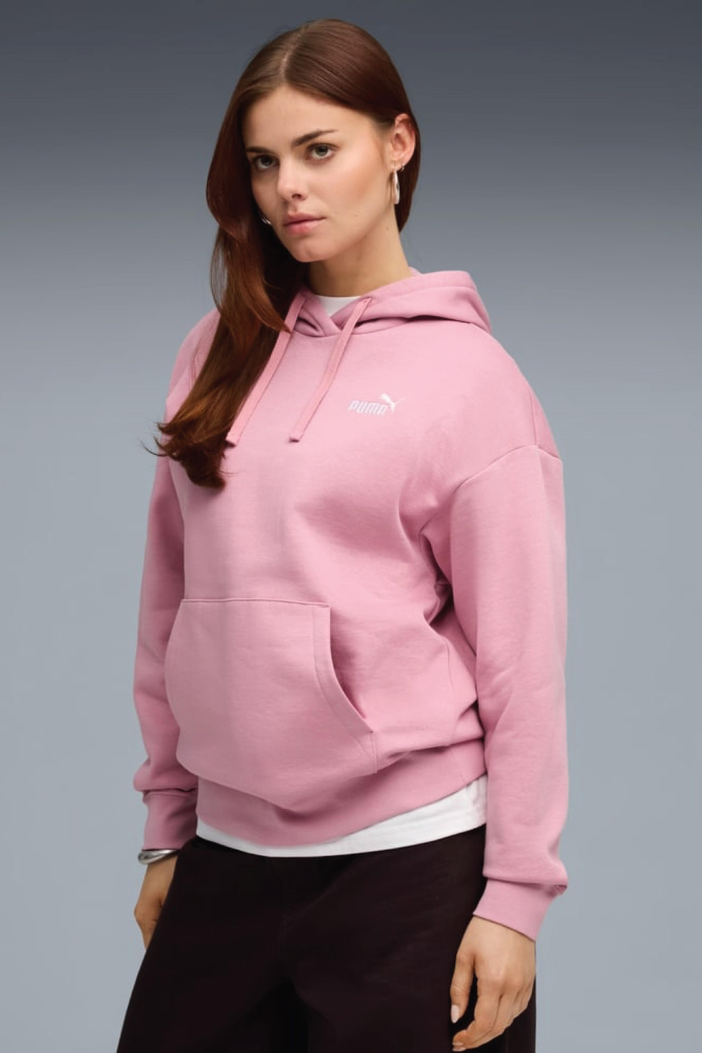  Puma Essentials Small No.1 Logo Kadın Pembe Kapüşonlu Sweatshirt 