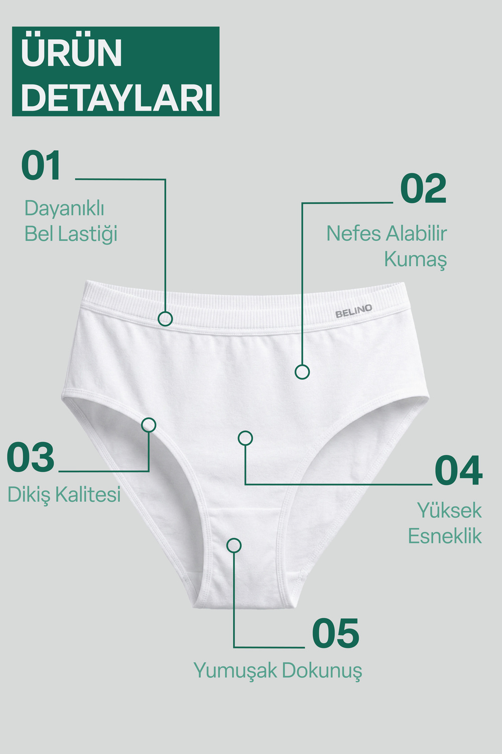 Kadın Slip Bambu Beyaz Renk 6 Lı Paket Briefs
