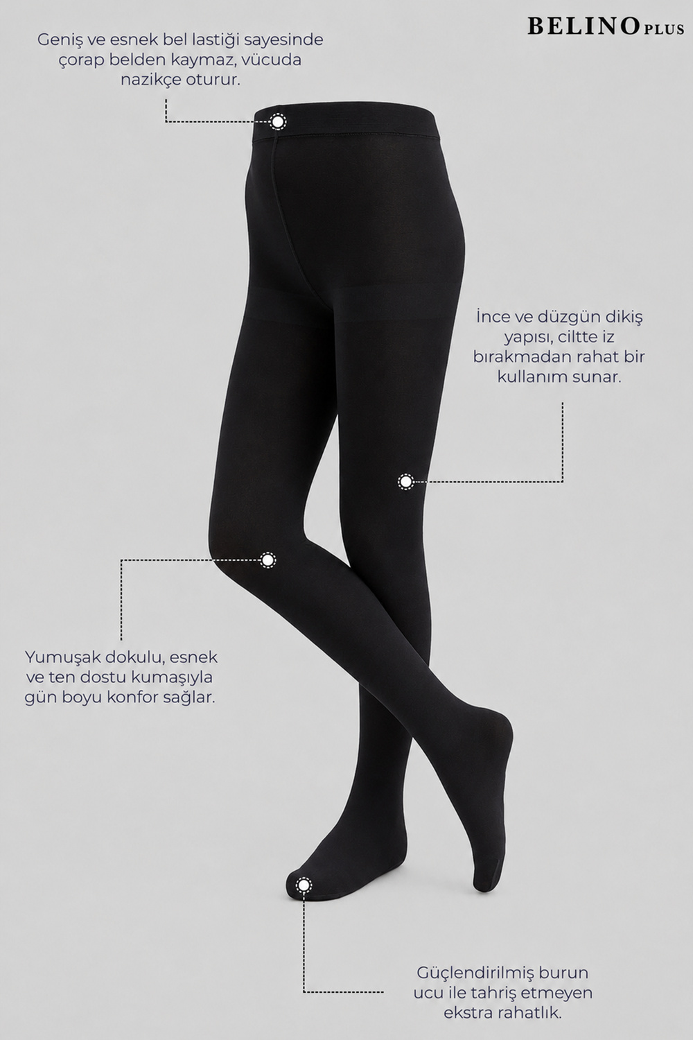 Micro 60 Denye Siyah Renk Külotlu Çorap 3 Lü paket