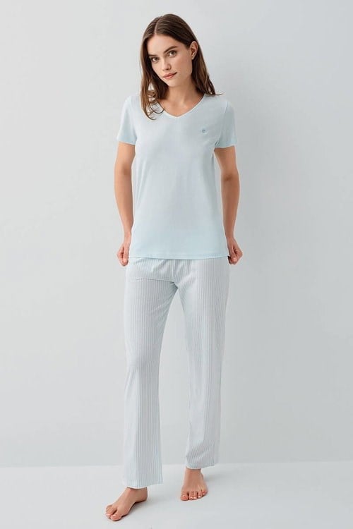 Kadın Mavi Pijama Takım PC9202-S-V2