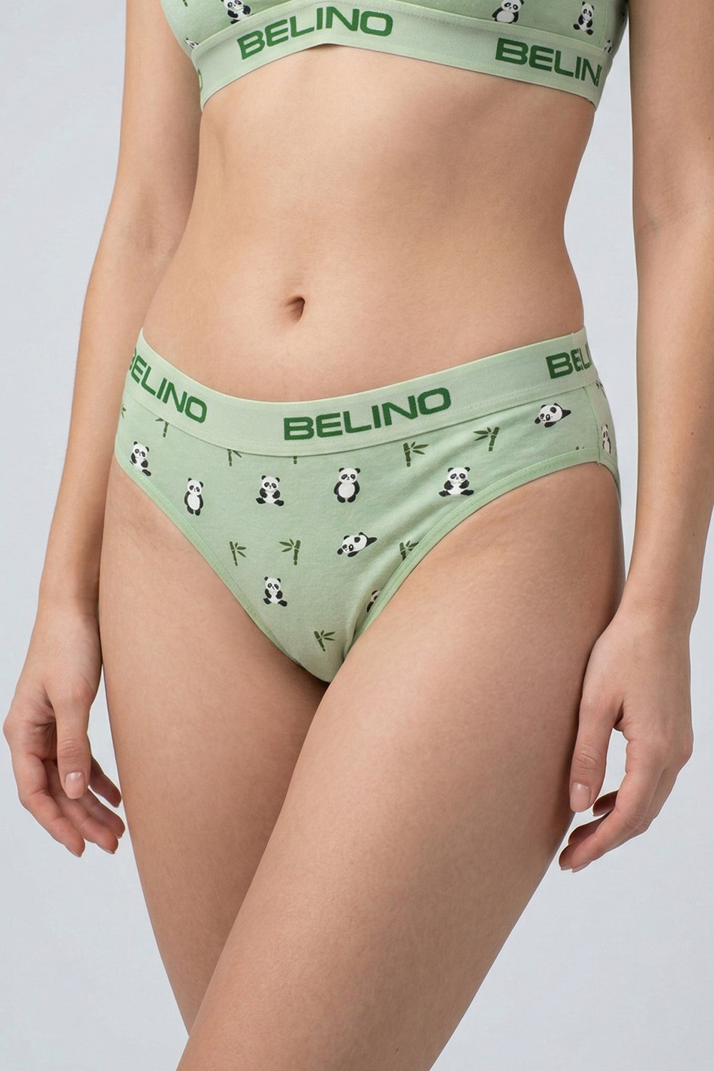 Desenli Kadın Slip Külot ve destekleyici pedli bralet takım- Panda Love