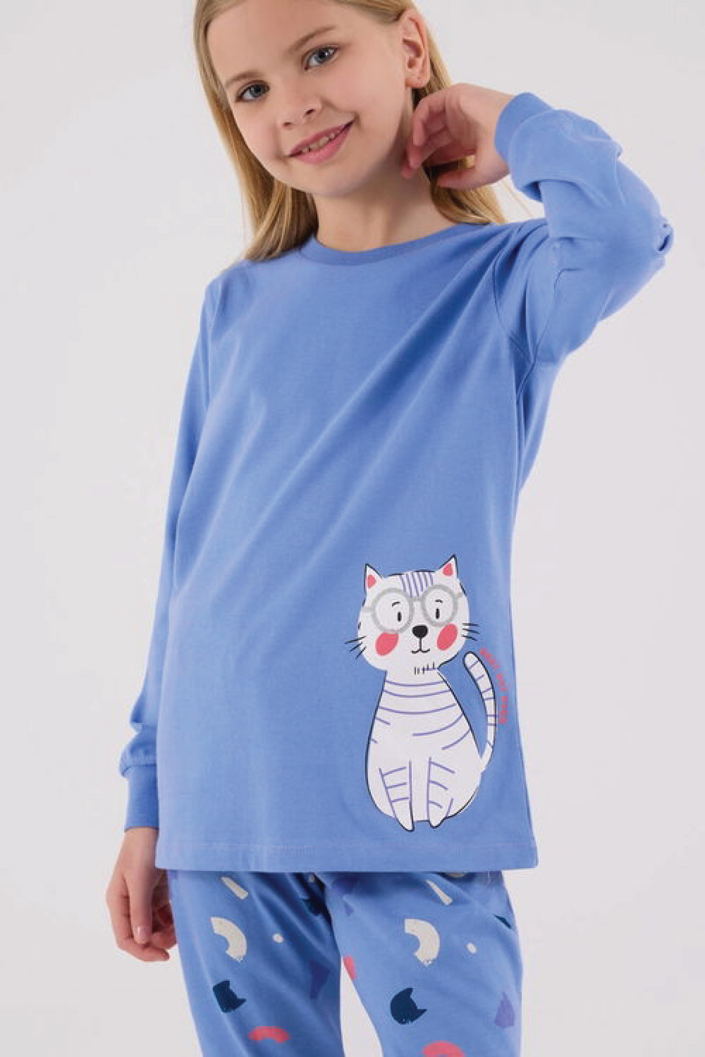 Rolypoly Kız Çocuk Açık İndigo Pijama Takımı