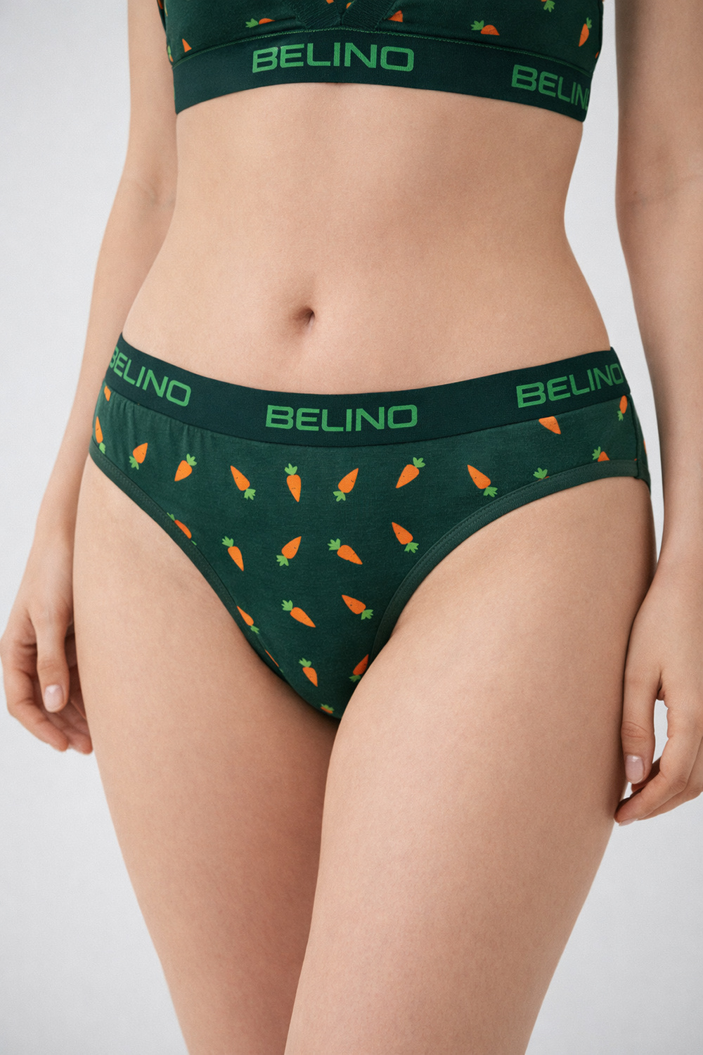 Desenli Kadın Slip Külot ve destekleyici pedli bralet takım- carrot charm 