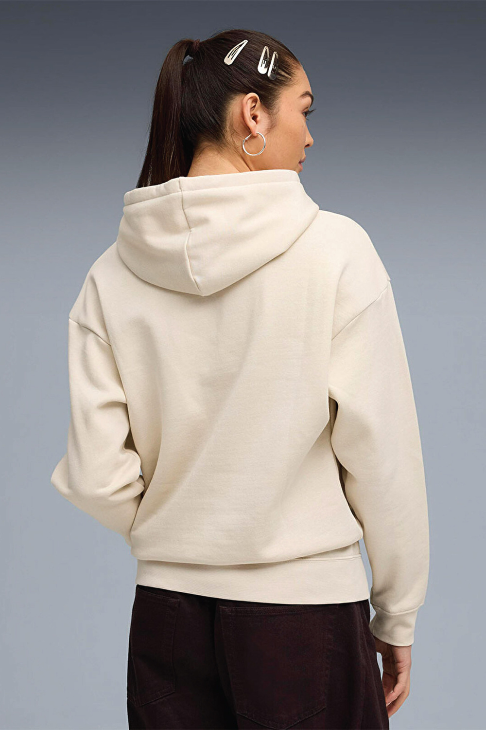 Puma Essentials Small No.1 Logo Kadın Bej Kapüşonlu Sweatshirt 