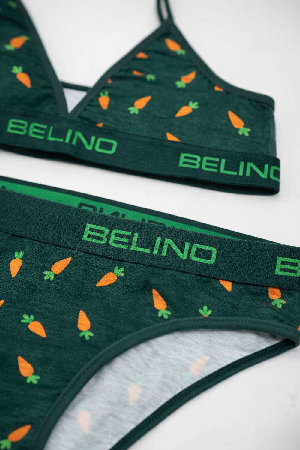 Desenli Kadın Slip Külot ve destekleyici pedli bralet takım- carrot charm 