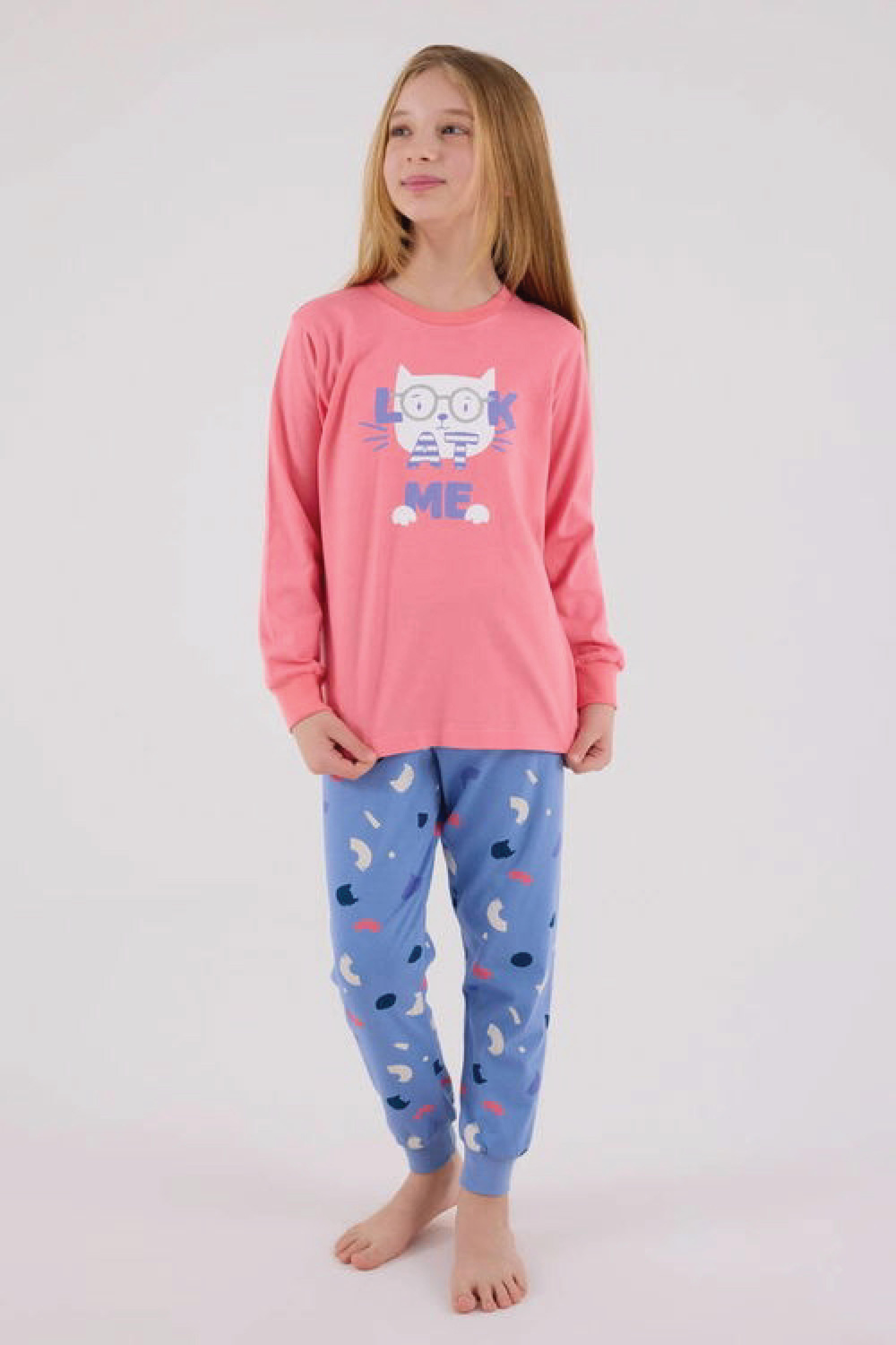Rolypoly Kız Çocuk Neon Pembe Pijama Takımı