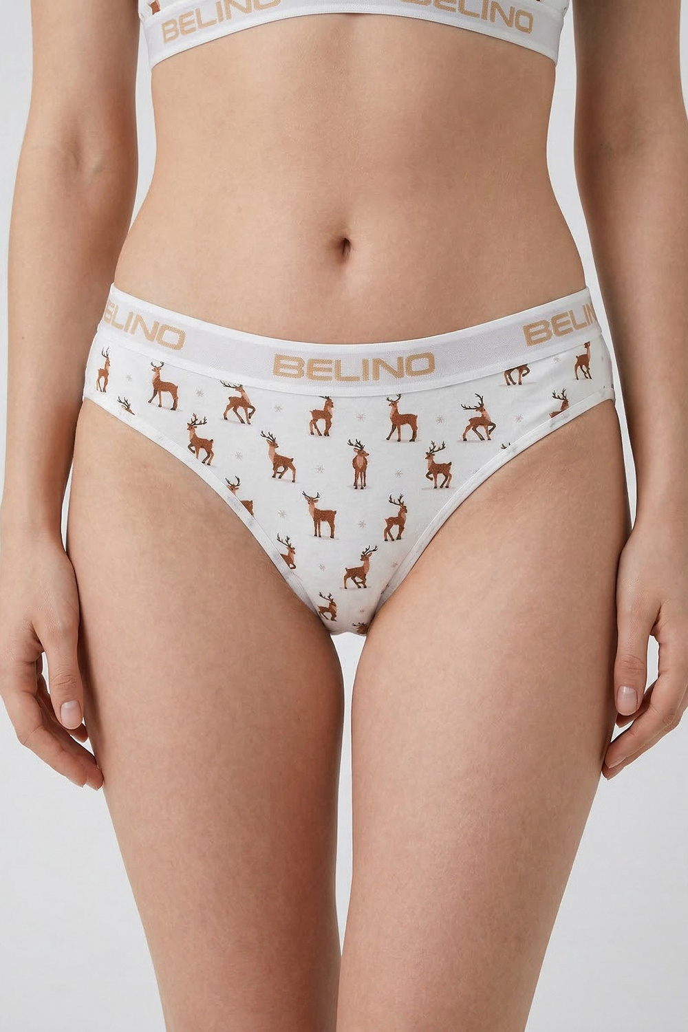 Desenli Kadın Slip Külot ve destekleyici pedli bralet takım- deer charm 