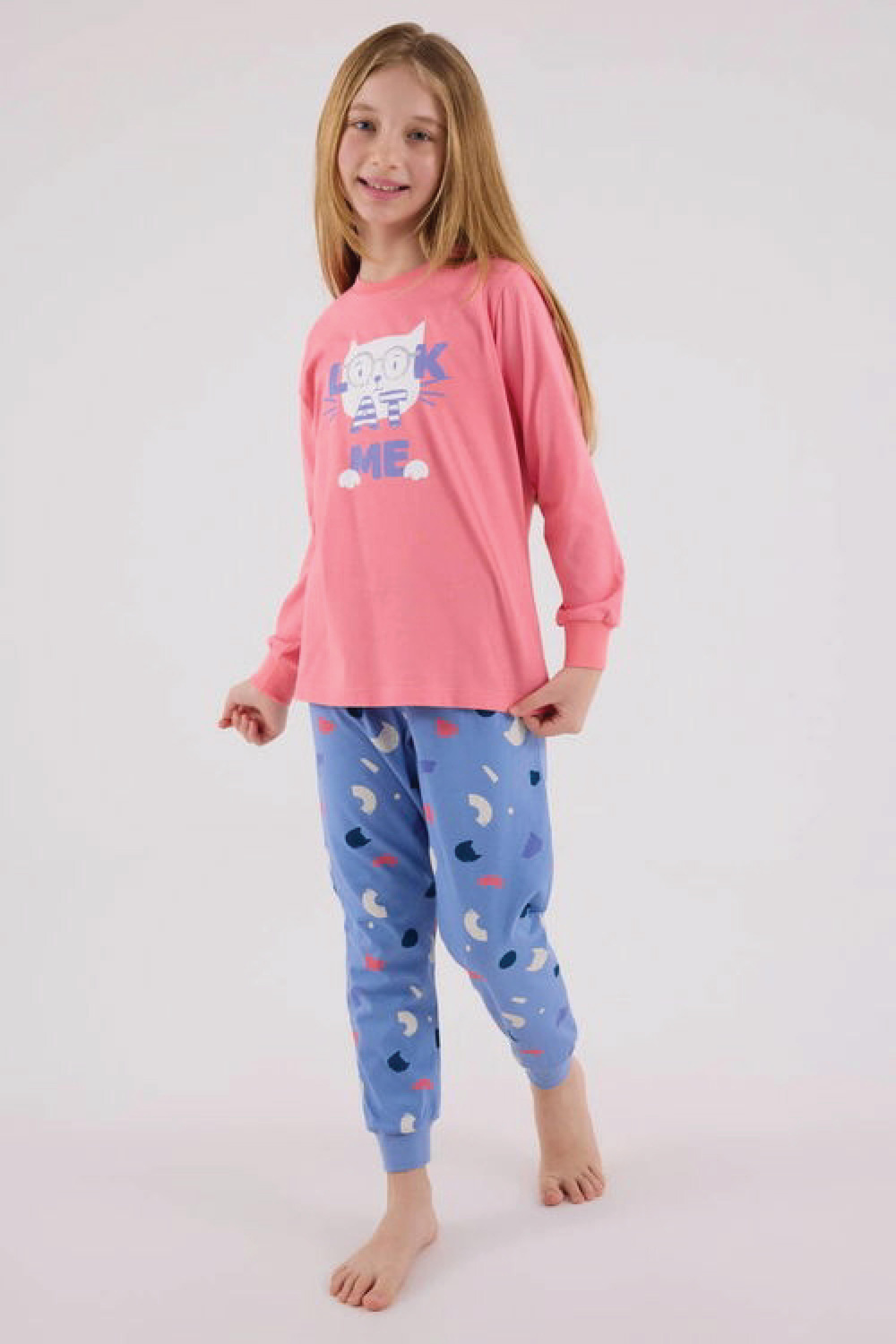 Rolypoly Kız Çocuk Neon Pembe Pijama Takımı