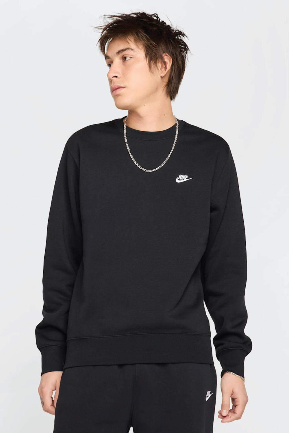 Nike Club Fleece Crew Erkek Siyah Sweatshirt