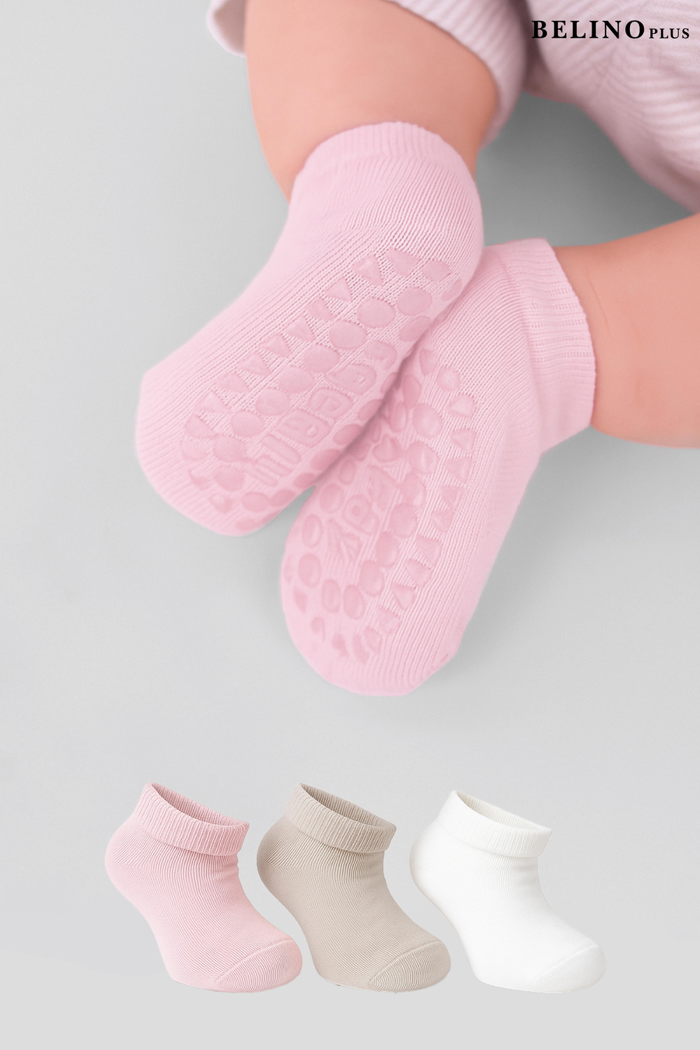 Kız Bebek Pamuklu Kaydırmaz Tabanlı Patik Çorap 3 Lü Paket