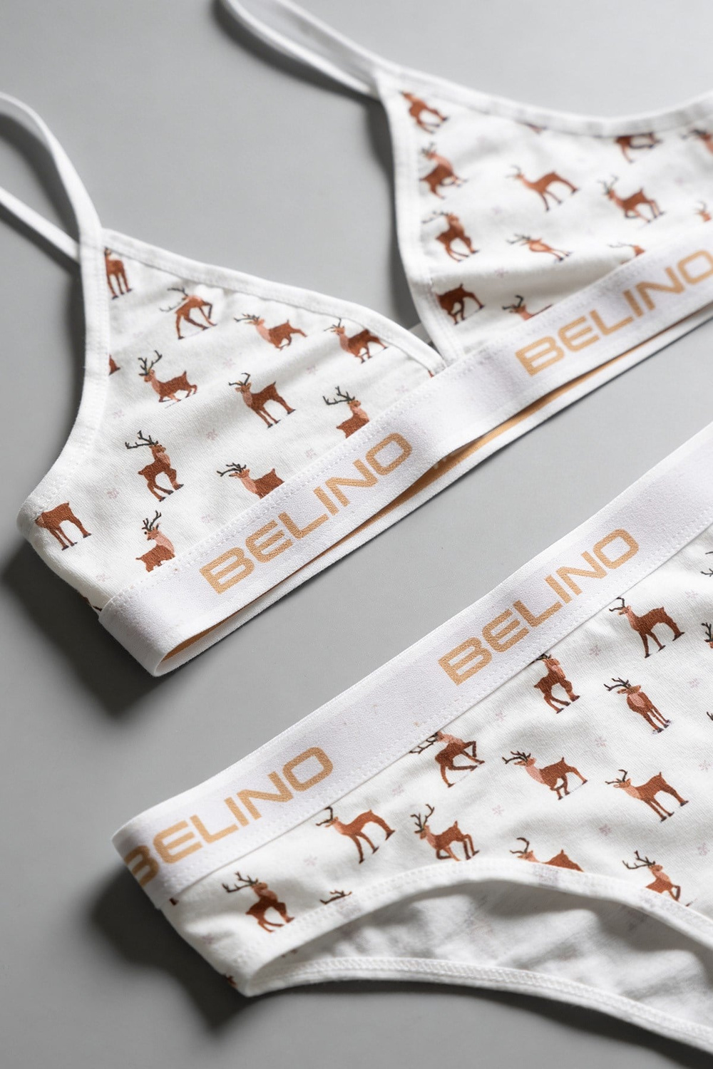 Desenli Kadın Slip Külot ve destekleyici pedli bralet takım- deer charm 