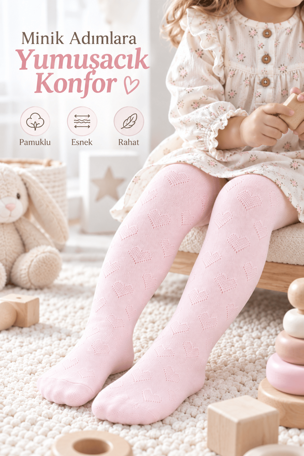 3 Lü Paket Jakar Desenli Kız Bebek Pamuklu Külotlu çorap			