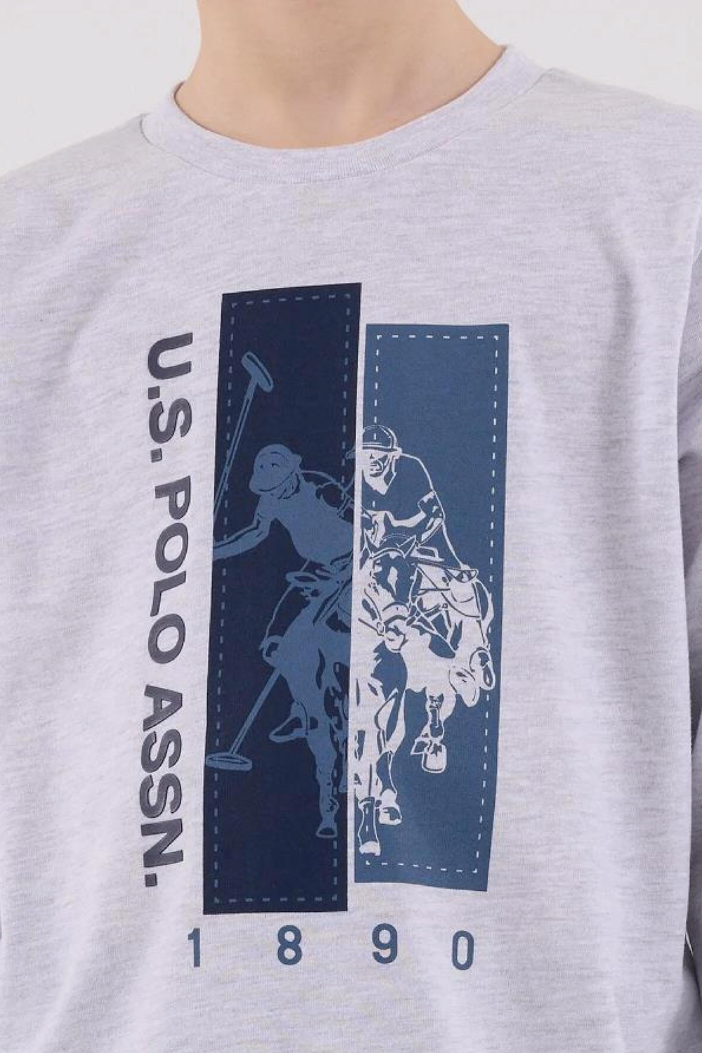 U.s. Polo Assn Erkek Çocuk Uzun Kol Kar Melanj Pijama Takım 