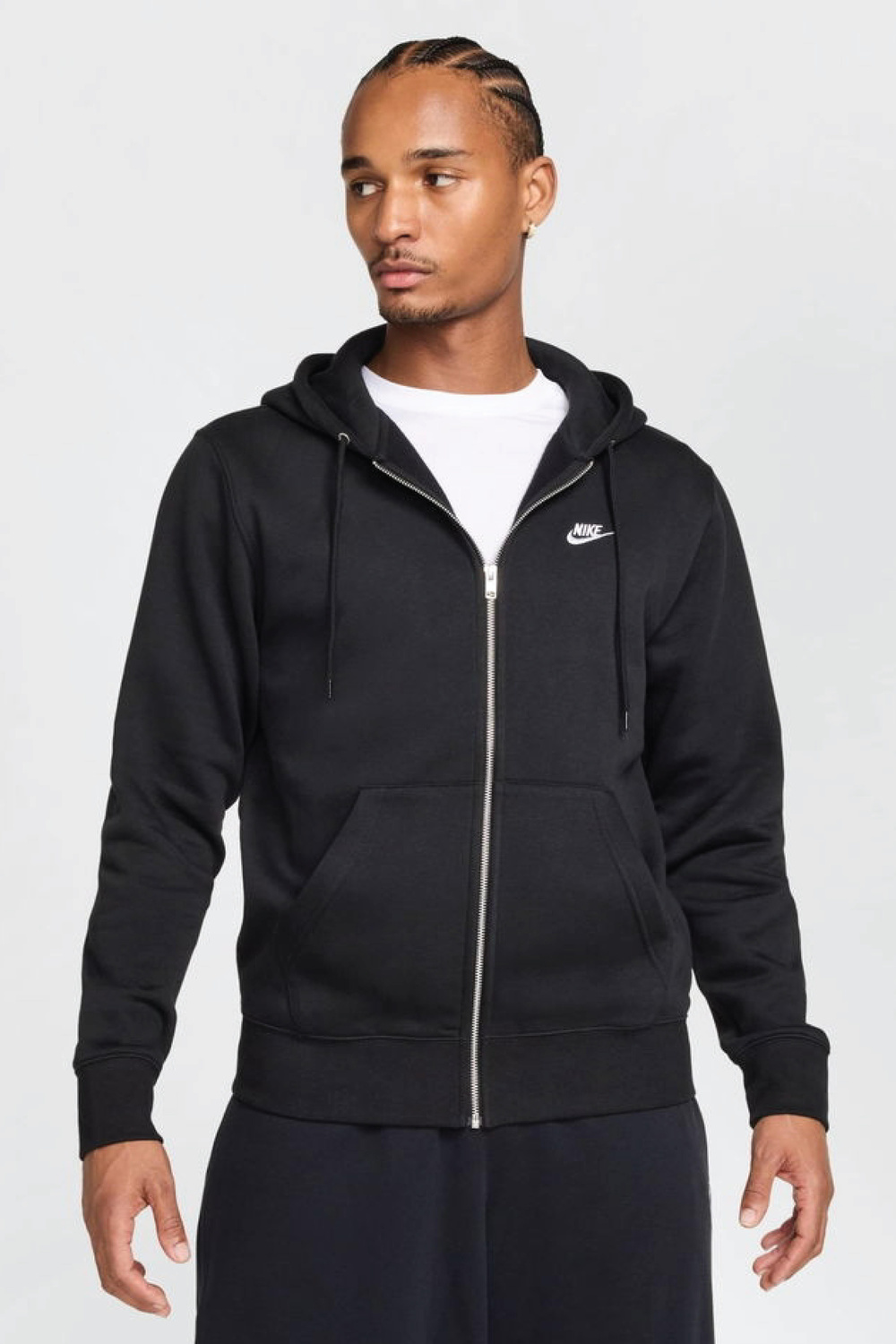 Nike Club BB FZ Hoodie – Erkek Tam Boy Fermuarlı Siyah Kapüşonlu Sweatshirt
