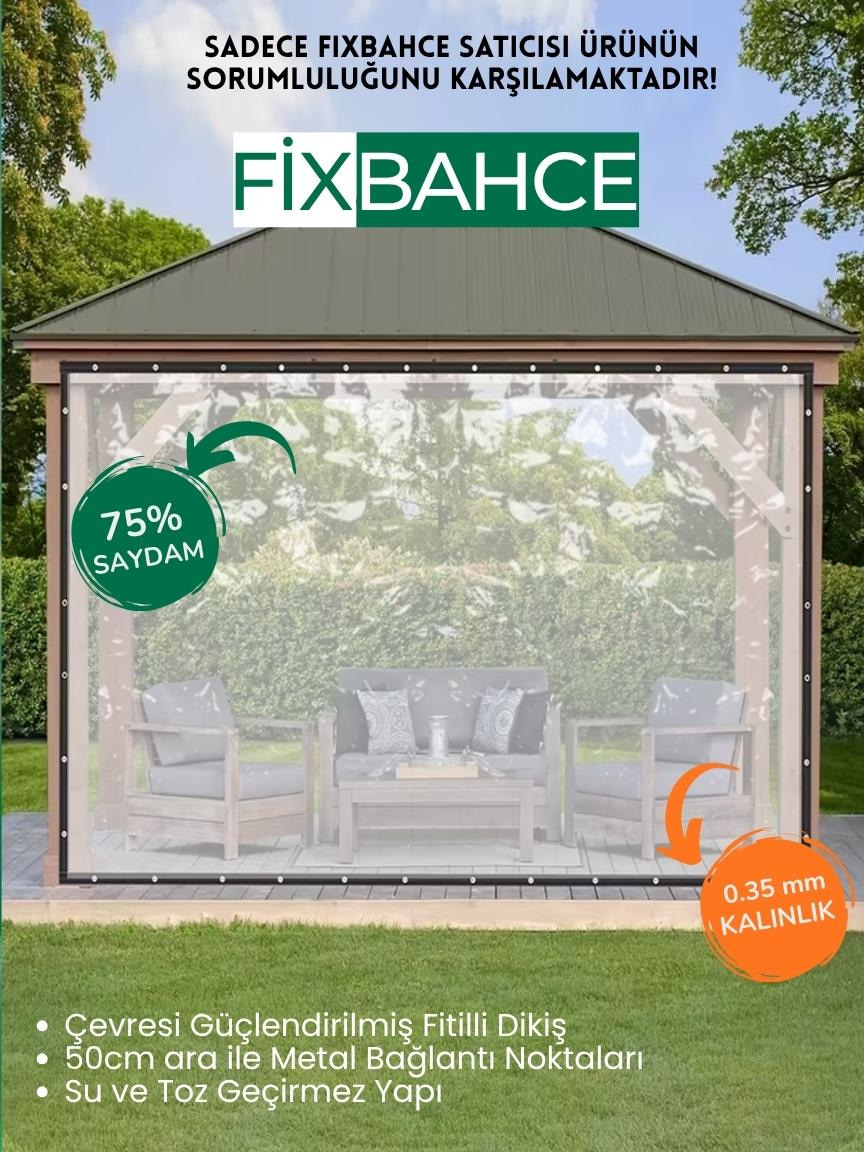 FixBahçe 2mx2.5m Şeffaf PVC Rüzgar Geçirmez Naylon Branda