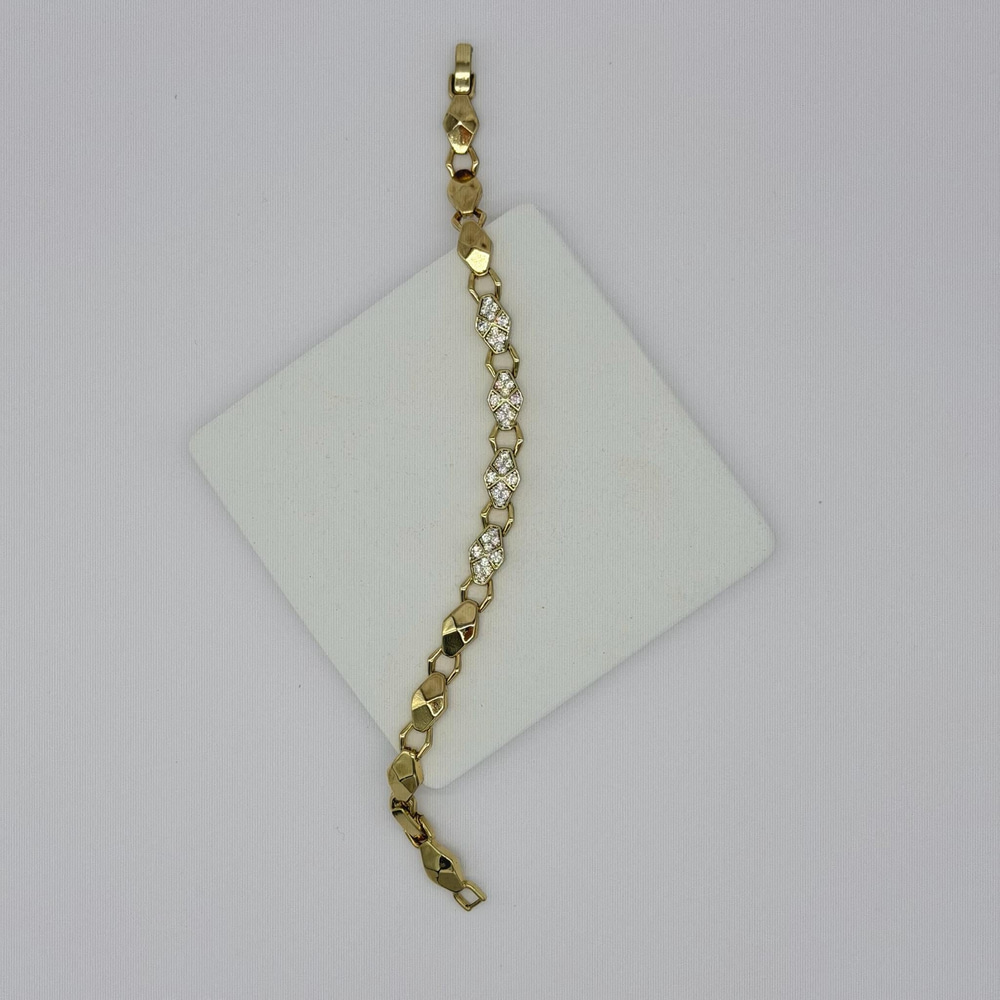 14K Özel Seri Baklava Model Taşlı Bileklik(17+2 cm)