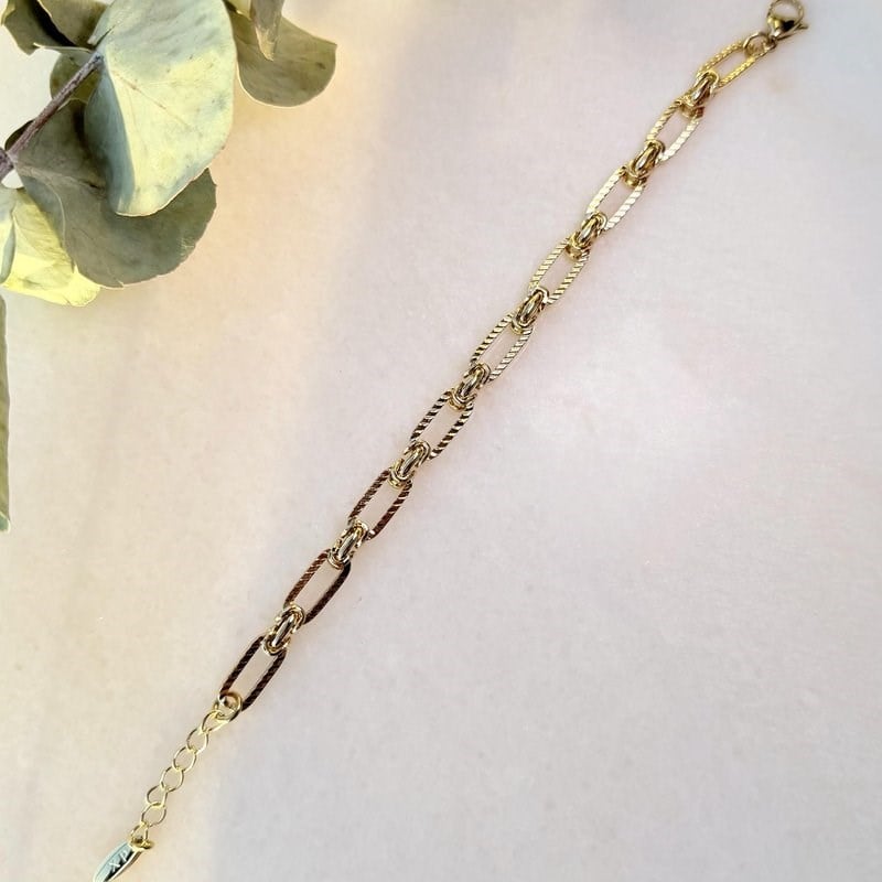 14K Özel Seri Çizgi Desenli Ataç Model Bileklik (18+5 cm)
