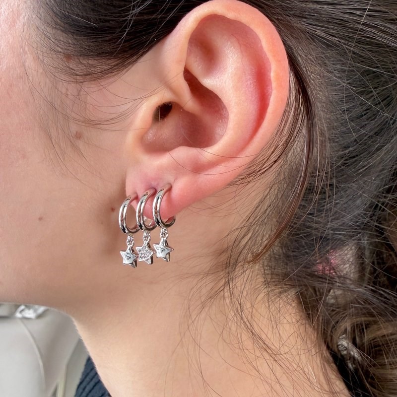 14K Özel Seri Çok Görünümlü Yıldız Sallantılı Küpe