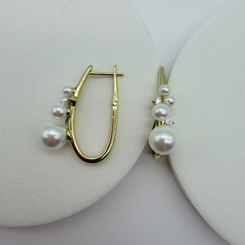 14K Özel Seri İnciyle Bezelenmiş Küpe