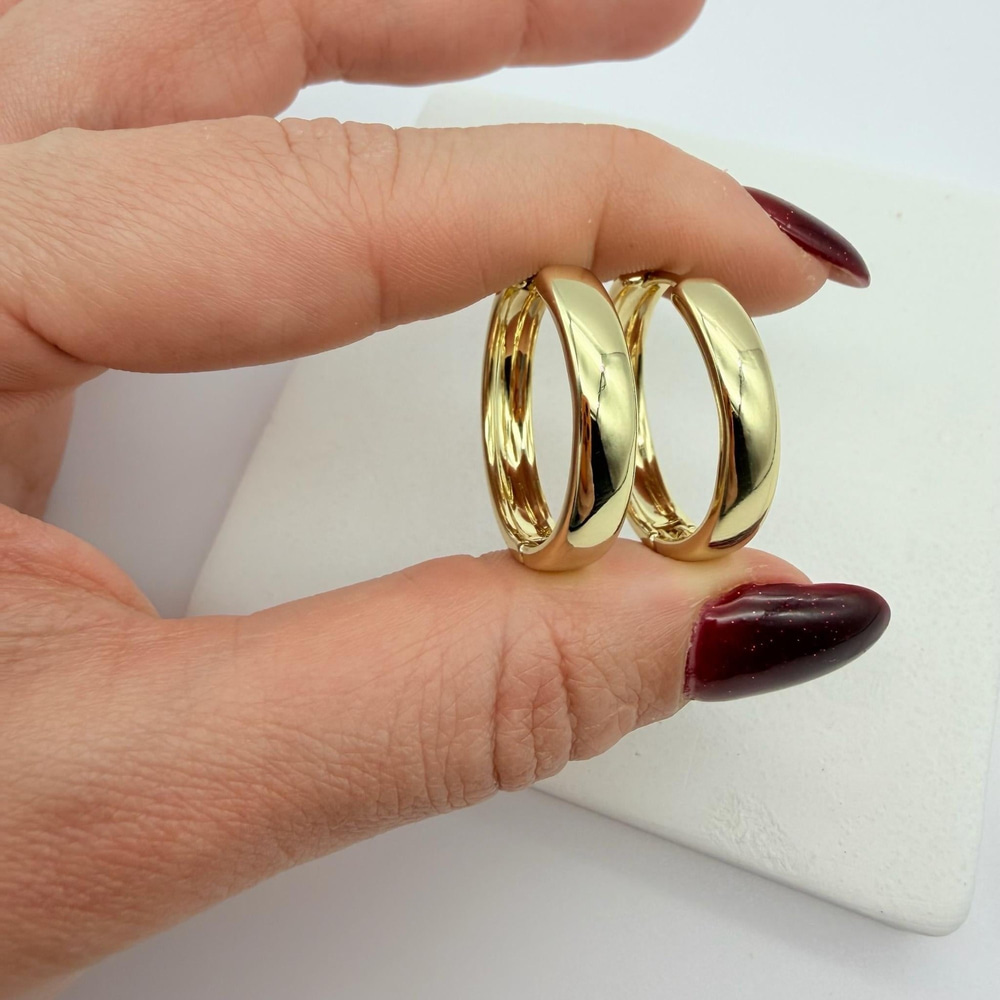 14K Özel Seri Kalın Halka Küpe (Gold)