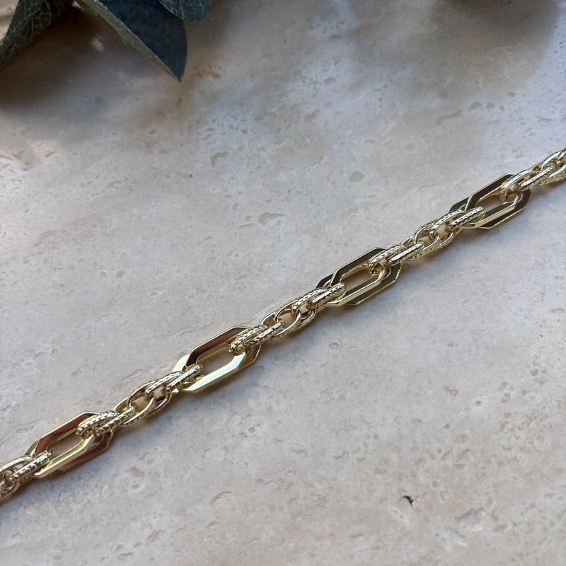 14K Özel Seri Kalın Sekizgen Zincir Bileklik (17+3 cm)