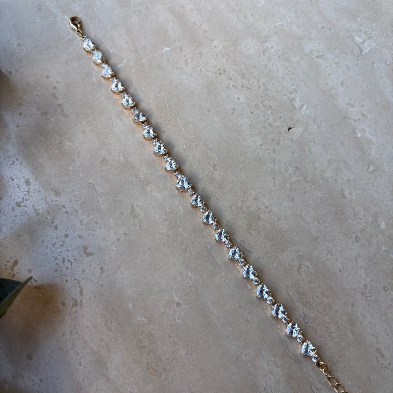 14K Özel Seri Kalpli Tamtur Bileklik (17+3 cm)