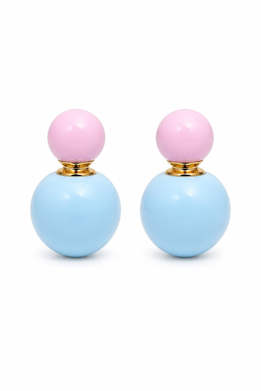 14K Özel Seri Mavi Pembe Top Küpe