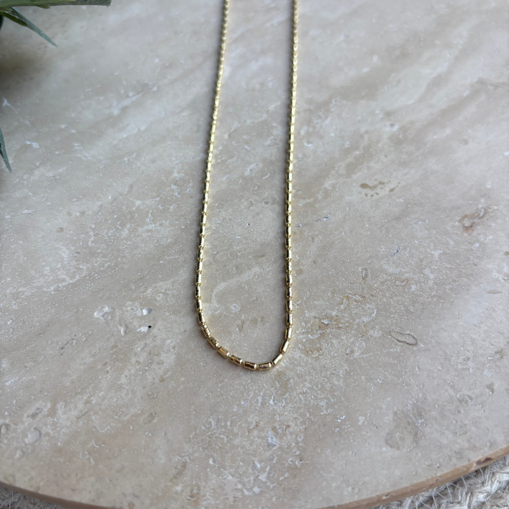 14K Özel Seri Minimal Silindir Boncuk Zincir Kolye 