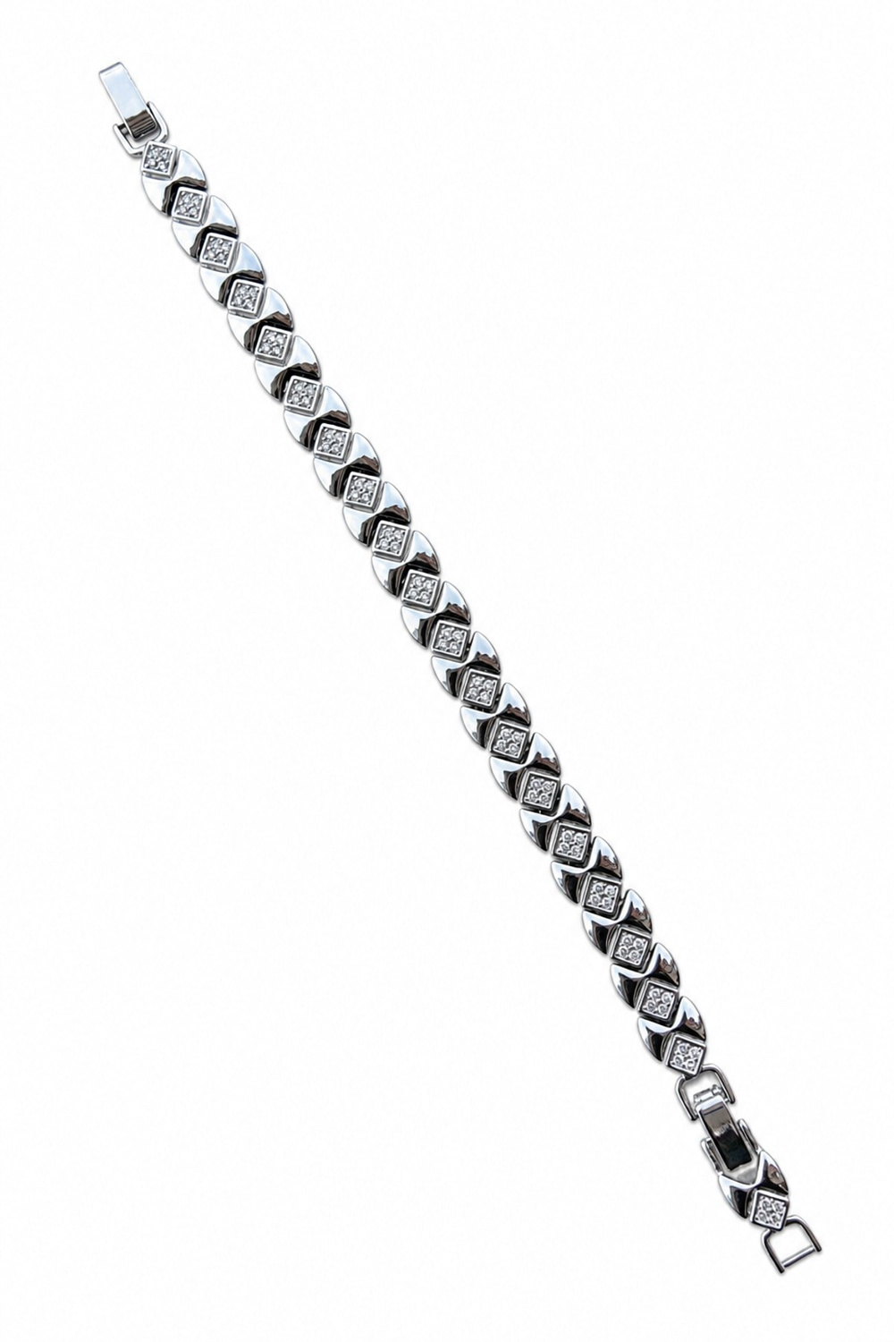 14K Özel Seri Örgü Model Taşlı  Silver Bileklik