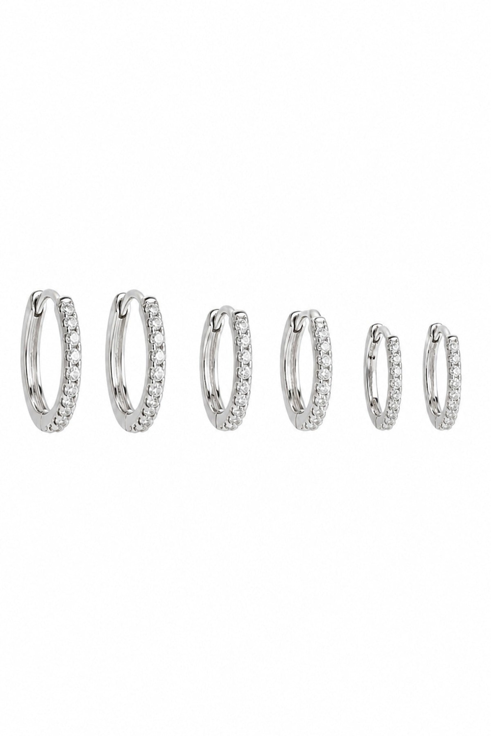 6lı Taşlı Halka Küpe Seti (Oval)