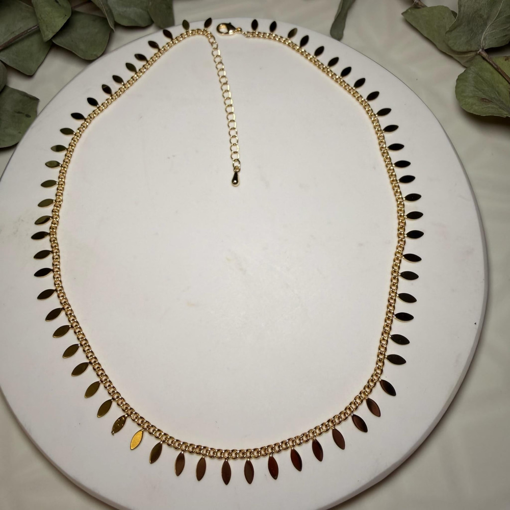 Altın Kaplama Yaprak Pullu Gold Zincir Kolye (45+5 cm)