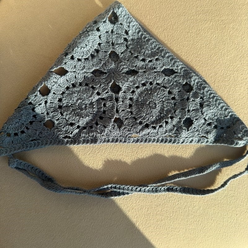 Gök Mavisi Örgü Bandana