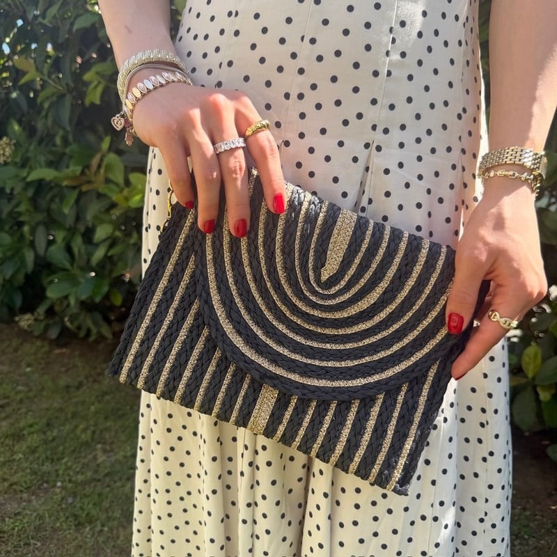 Gold Simli Siyah Clutch