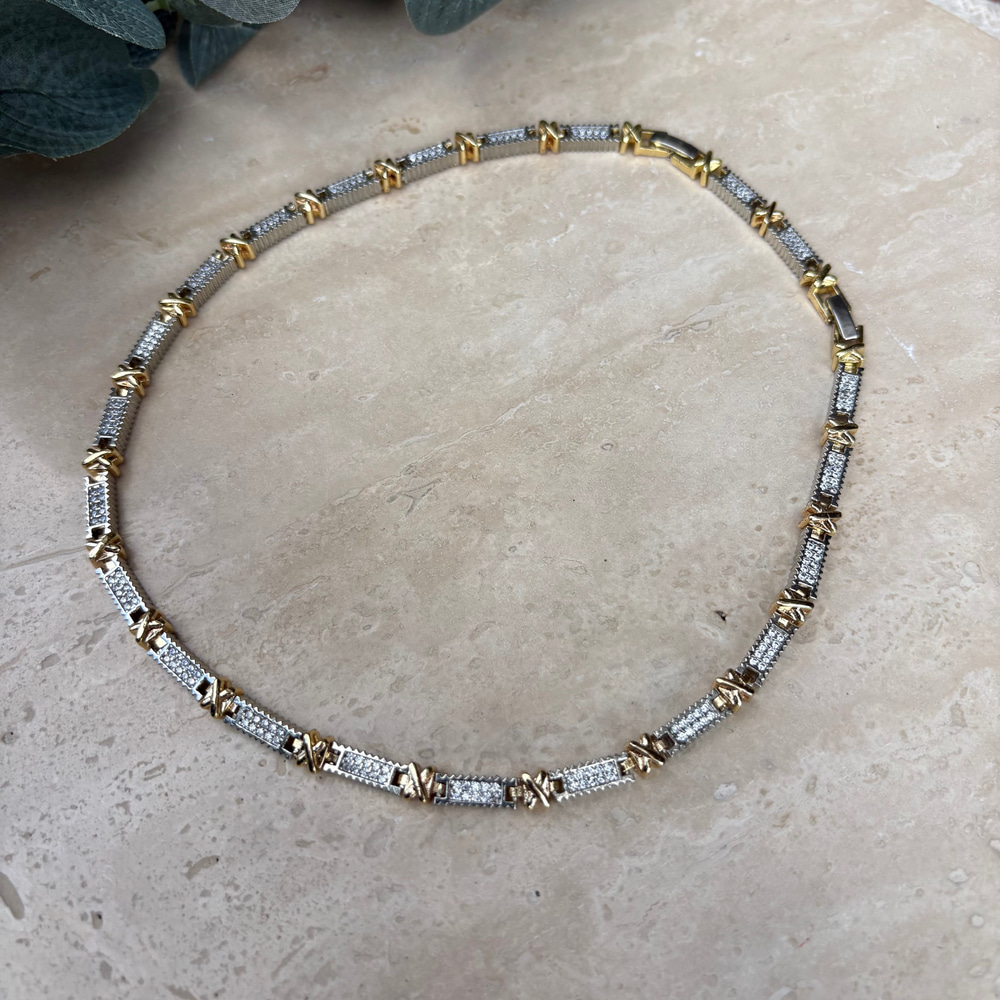 Gold X Detaylı Tamtur Kolye 