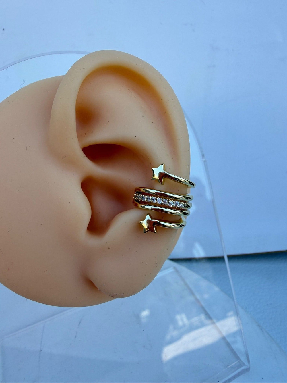 Gold Yıldız Detaylı Taşlı Earcuff