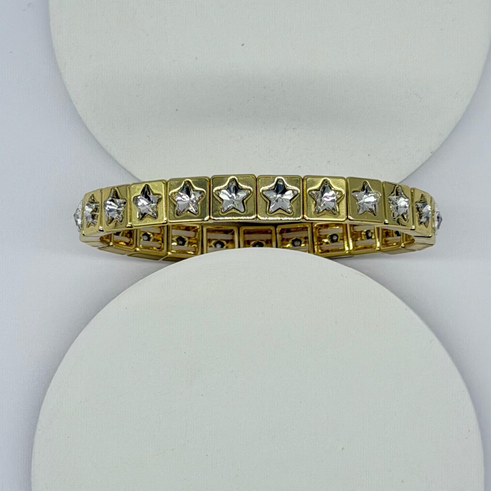 Gold Yıldız Taşlı Lastik Bileklik 