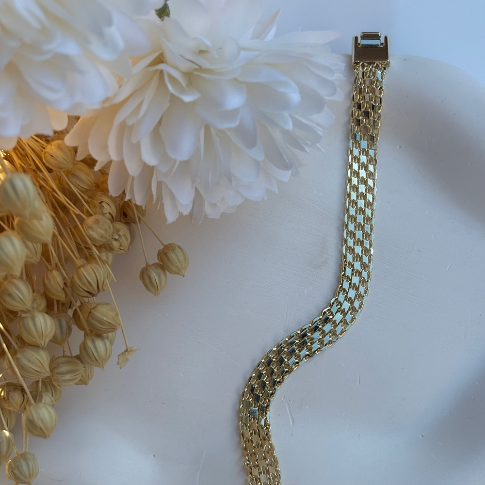 İç İçe Geçmiş Gold Zincir Bileklik (17 cm)