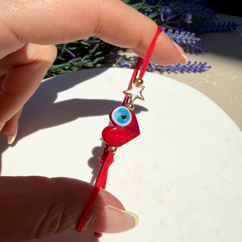 Kalp Murano Camlı Yıldız Bileklik