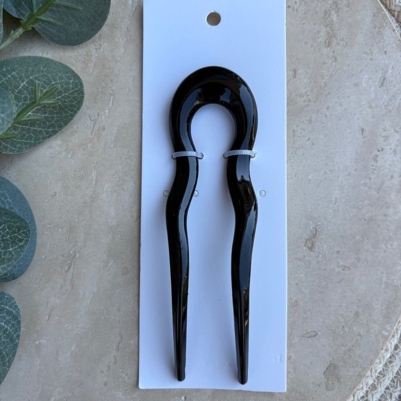 Kıvrımlı Büyük Saç Pini (Siyah)
