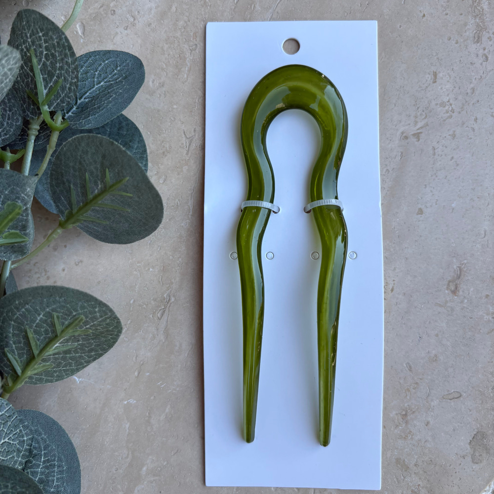 Kıvrımlı Büyük Saç Pini (Yeşil)