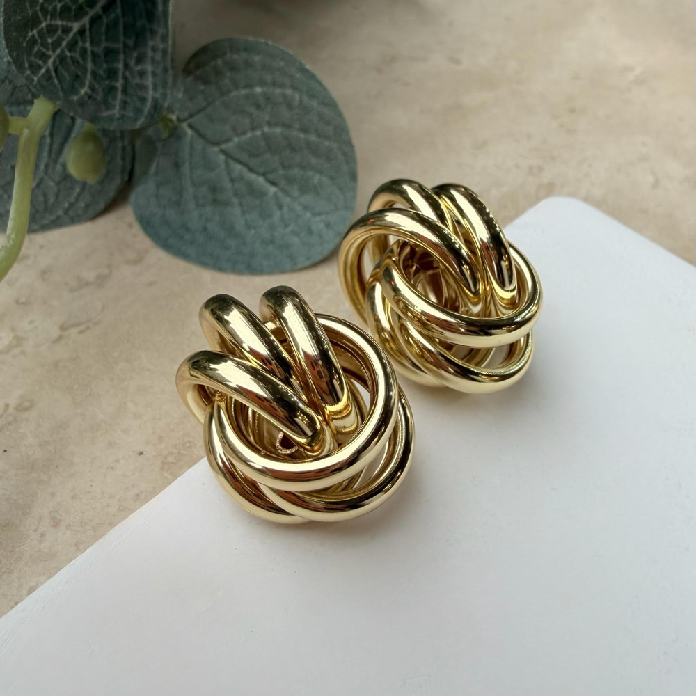 Parlak Gold Halkalı Küpe 